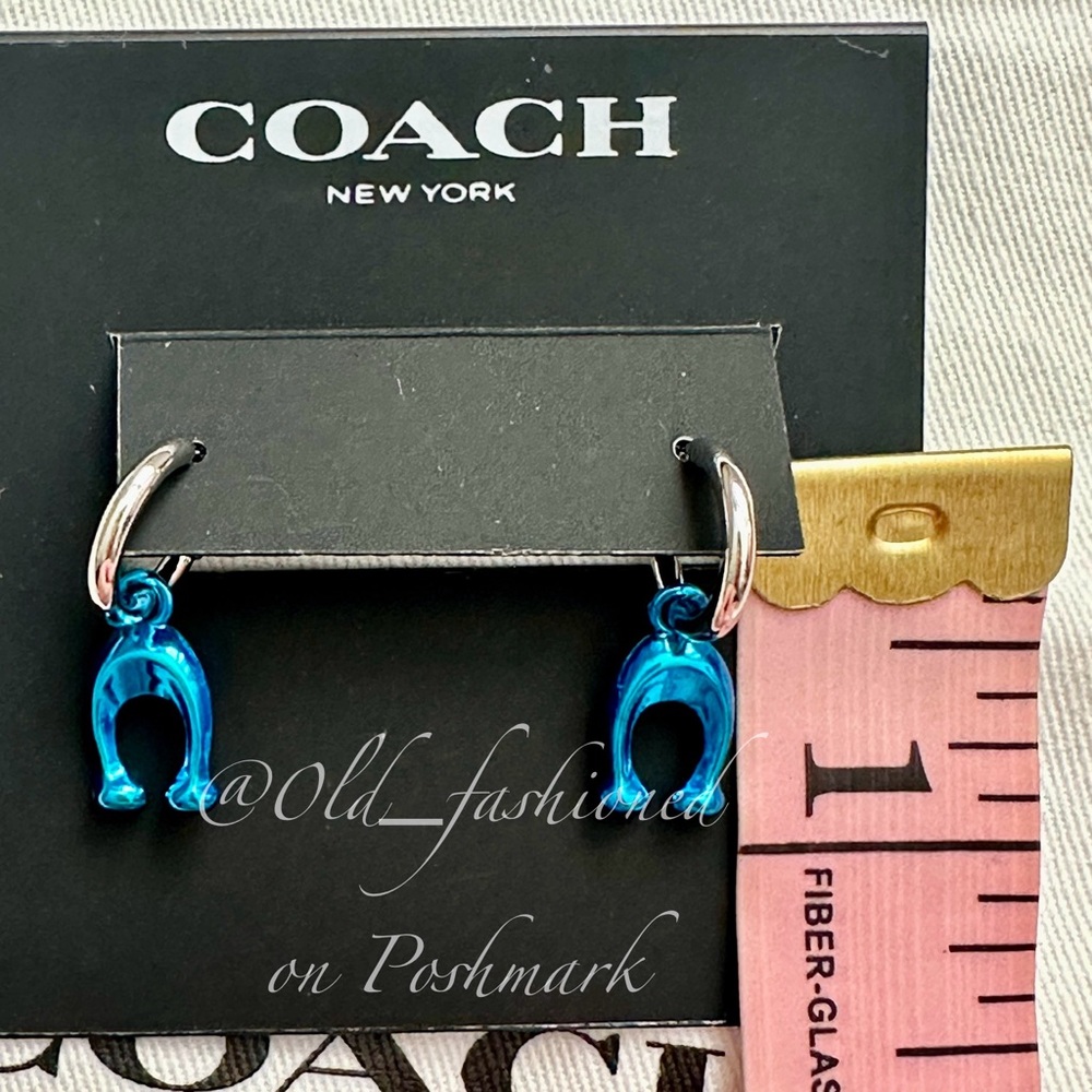 COACH Hanging C Huggie Earrings - Picture 6 of 7